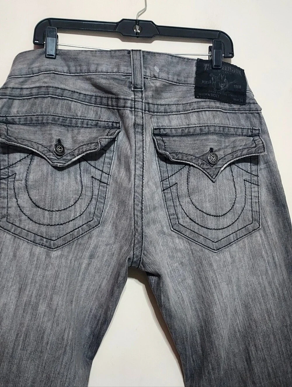 True Religion Gray Men's Straight-Leg Jeans - Casual Washed Finish Sz-34